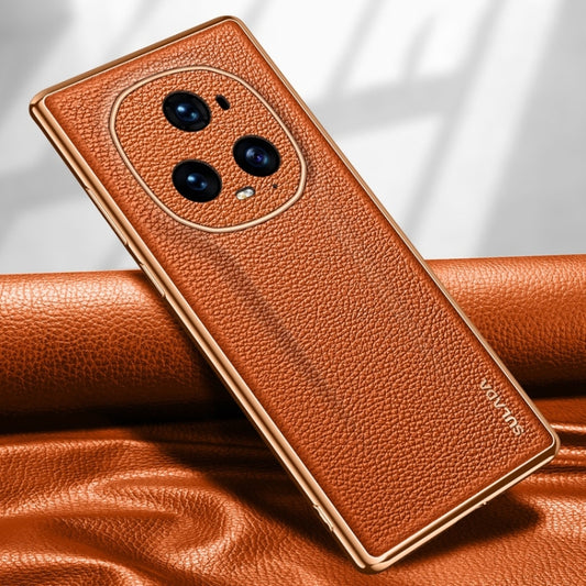 For Honor Magic5 Ultimate SULADA TPU + Litchi Texture Leather Phone Case(Orange) - Honor Cases by SULADA | Online Shopping UK | buy2fix