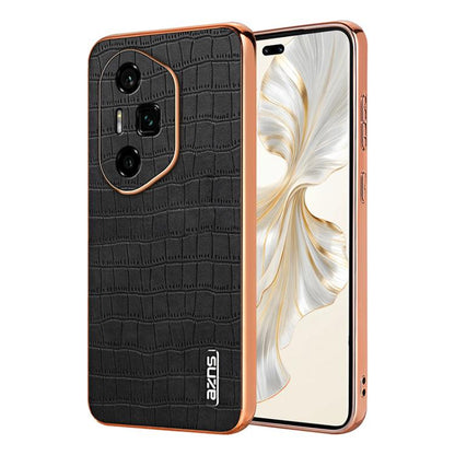 For Honor 300 Ultra AZNS Electroplated Frame Crocodile Texture Full Coverage Phone Case(Black) - Honor Cases by AZNS | Online Shopping UK | buy2fix