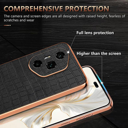 For Honor 300 Ultra AZNS Electroplated Frame Crocodile Texture Full Coverage Phone Case(Black) - Honor Cases by AZNS | Online Shopping UK | buy2fix