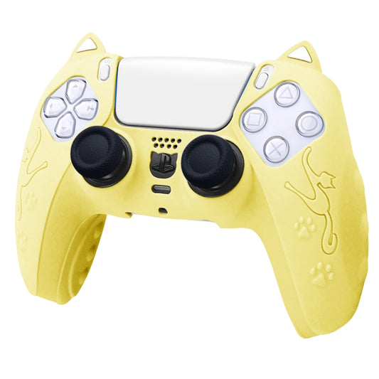 For Sony PS5 Cat Ear Shape Gamepad Silicone Protective Case(Yellow) - Cases by buy2fix | Online Shopping UK | buy2fix