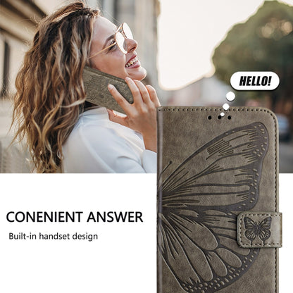 For Blackview A52 Embossed Butterfly Leather Phone Case(Grey) - More Brand by buy2fix | Online Shopping UK | buy2fix