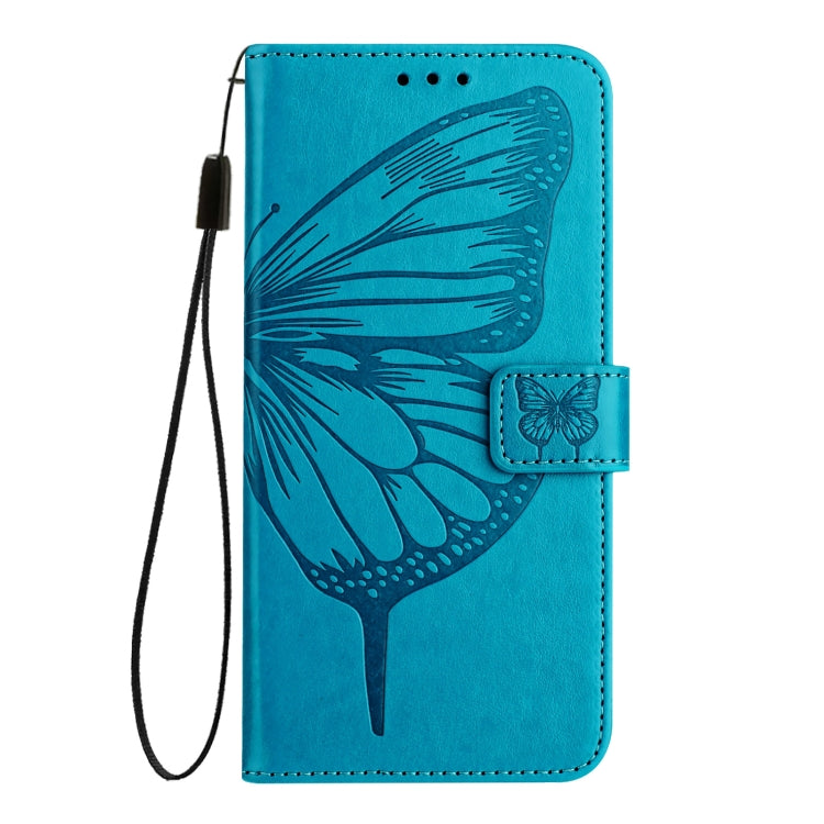 For Blackview A52 Embossed Butterfly Leather Phone Case(Blue) - More Brand by buy2fix | Online Shopping UK | buy2fix