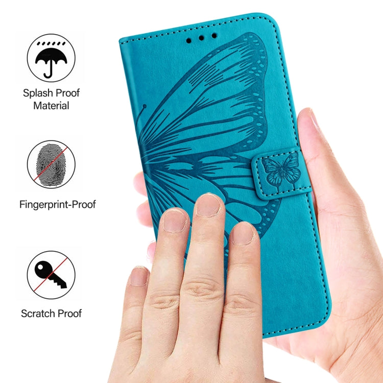 For Blackview A52 Embossed Butterfly Leather Phone Case(Blue) - More Brand by buy2fix | Online Shopping UK | buy2fix