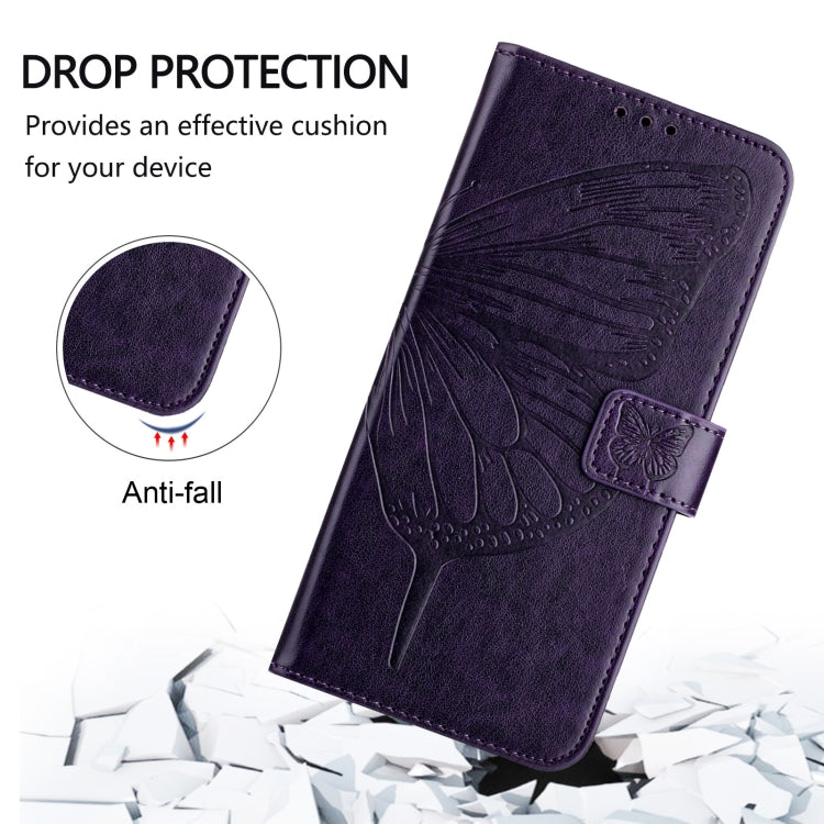 For Blackview Color 8 Embossed Butterfly Leather Phone Case(Dark Purple) - More Brand by buy2fix | Online Shopping UK | buy2fix