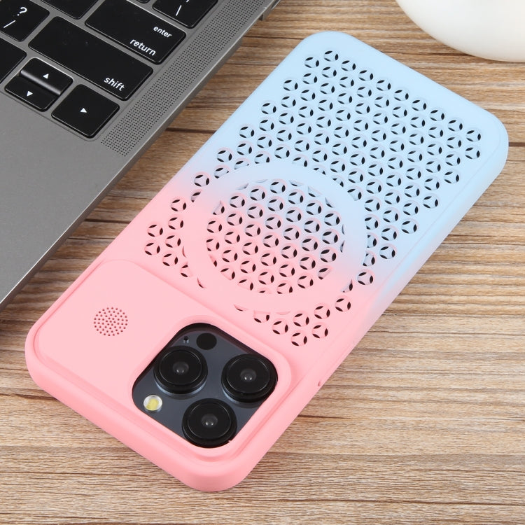 For iPhone 13 Pro Max Gradient Color Honeycomb Aromatherapy MagSafe Phone Case(Pink Blue) - iPhone 13 Pro Max Cases by buy2fix | Online Shopping UK | buy2fix