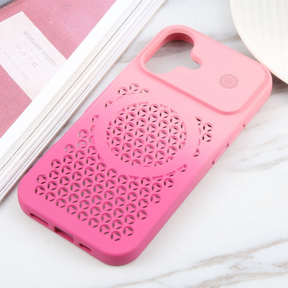 For iPhone 16 Plus Gradient Color Honeycomb Aromatherapy MagSafe Phone Case(Pink+Rose Red) - iPhone 16 Plus Cases by buy2fix | Online Shopping UK | buy2fix