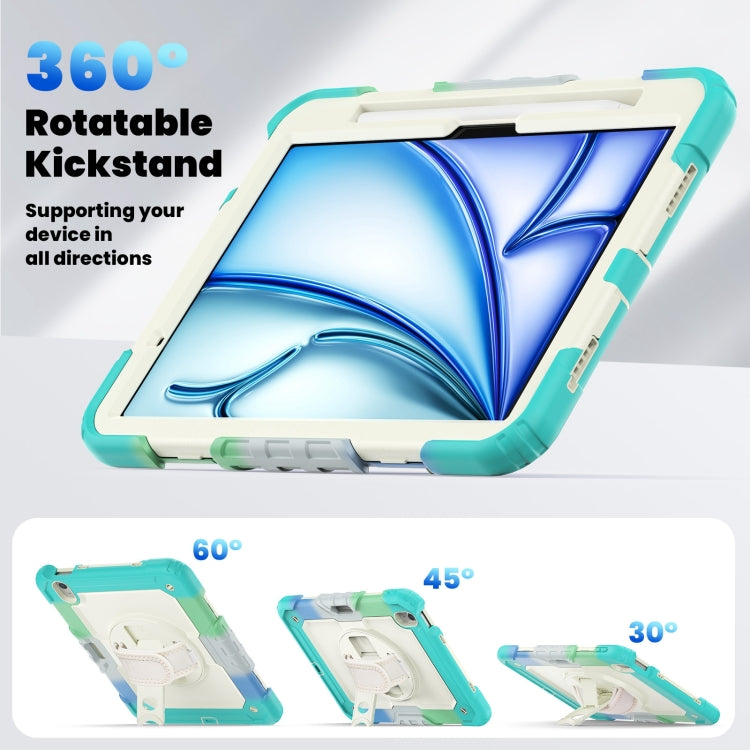 For iPad Air 11 2025 / 2024 Silicone Hybrid PC Tablet Case with Shoulder Strap(Camouflage Light Blue) - iPad Air 11 2025 / 2024 Cases by buy2fix | Online Shopping UK | buy2fix