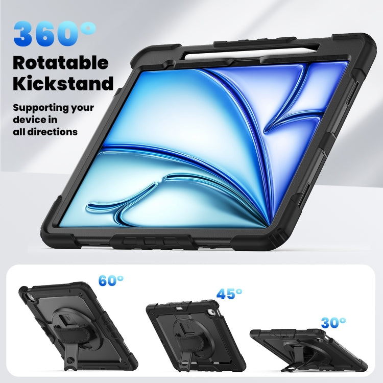 For iPad Air 13 2024 Silicone Hybrid PC Tablet Case with Shoulder Strap(Black) - iPad Air 13 2024 Cases by buy2fix | Online Shopping UK | buy2fix