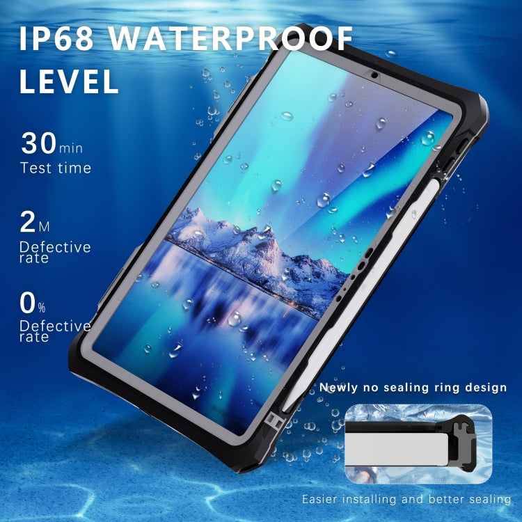 For iPad Pro 11 2024 RedPepper IP68 Waterproof PC + TPU Case with Lanyard & Swivel Bracket(Black) - iPad Pro 11 2024 Cases by RedPepper | Online Shopping UK | buy2fix