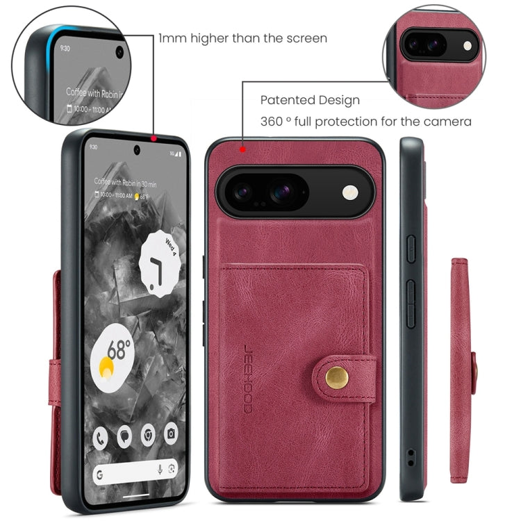 For Google Pixel 9 JEEHOOD J01 Retro Magnetic Detachable Wallet Phone Case(Red) - Google Cases by JEEHOOD | Online Shopping UK | buy2fix