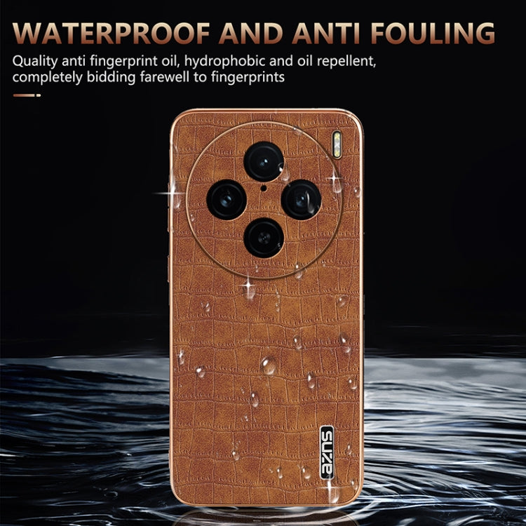 For vivo X100 Pro 5G / X100s Pro AZNS Electroplated Frame Crocodile Texture Full Coverage Phone Case(White) - X100 Pro Cases by AZNS | Online Shopping UK | buy2fix