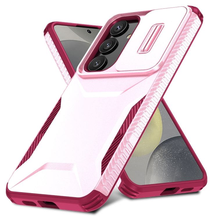 For Samsung Galaxy S25 5G / S24 5G Sliding Camshield Phone Case(Pink + Rose Red) - Galaxy S24 5G Cases by buy2fix | Online Shopping UK | buy2fix