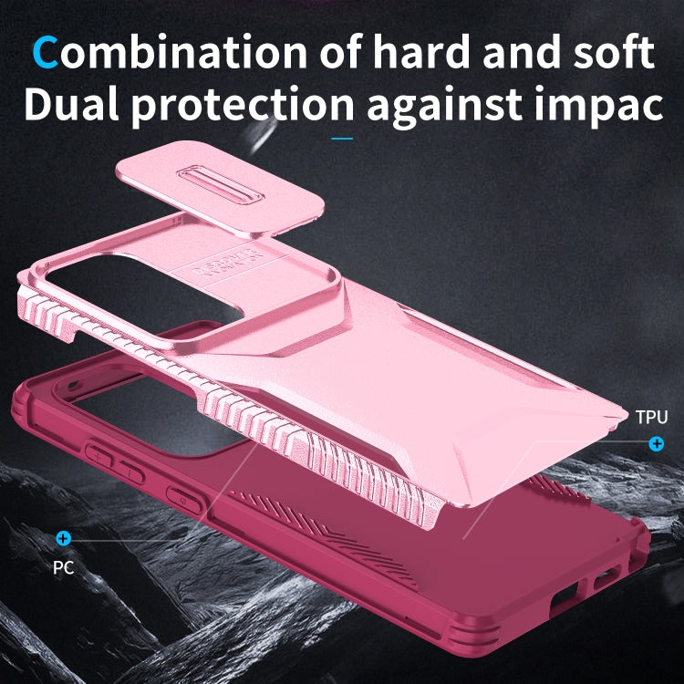 For Samsung Galaxy S25 Ultra 5G Sliding Camshield Phone Case(Pink + Rose Red) - Galaxy S25 Ultra 5G Cases by buy2fix | Online Shopping UK | buy2fix