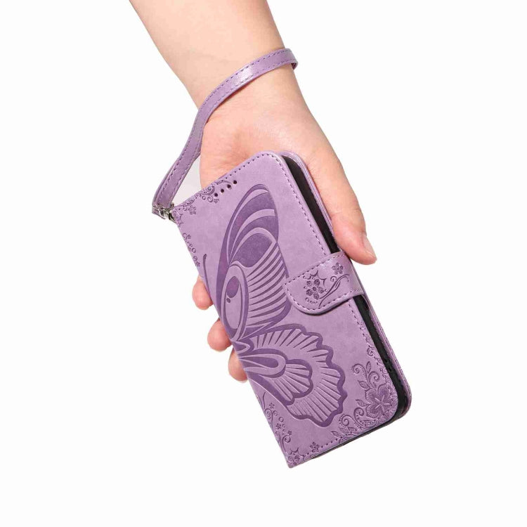 For iPhone 16 Swallowtail Butterfly Embossed Leather Phone Case(Purple) - iPhone 16 Cases by buy2fix | Online Shopping UK | buy2fix