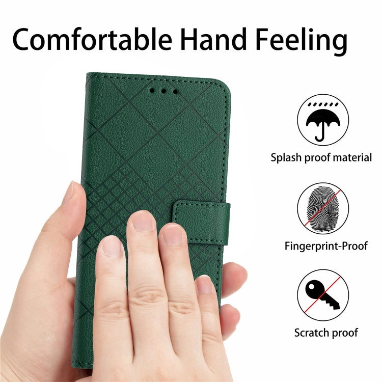 For Samsung Galaxy S25 Ultra 5G Rhombic Grid Texture Leather Phone Case(Green) - Galaxy S25 Ultra 5G Cases by buy2fix | Online Shopping UK | buy2fix