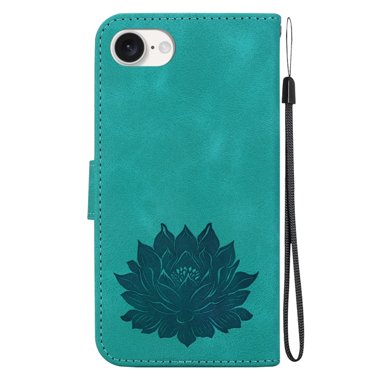 For iPhone SE 2024 Lotus Embossed Leather Phone Case(Green) - More iPhone Cases by buy2fix | Online Shopping UK | buy2fix