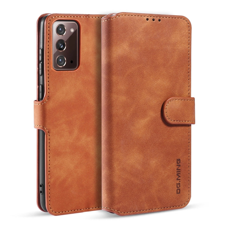 For Samsung Galaxy Note20 DG.MING Retro Oil Side Horizontal Flip Case with Holder & Card Slots & Wallet(Brown) - Galaxy Note20 Cases by DG.MING | Online Shopping UK | buy2fix