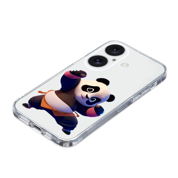 For iPhone 16 Colored Drawing Pattern Transparent TPU Phone Case(Panda) - iPhone 16 Cases by buy2fix | Online Shopping UK | buy2fix