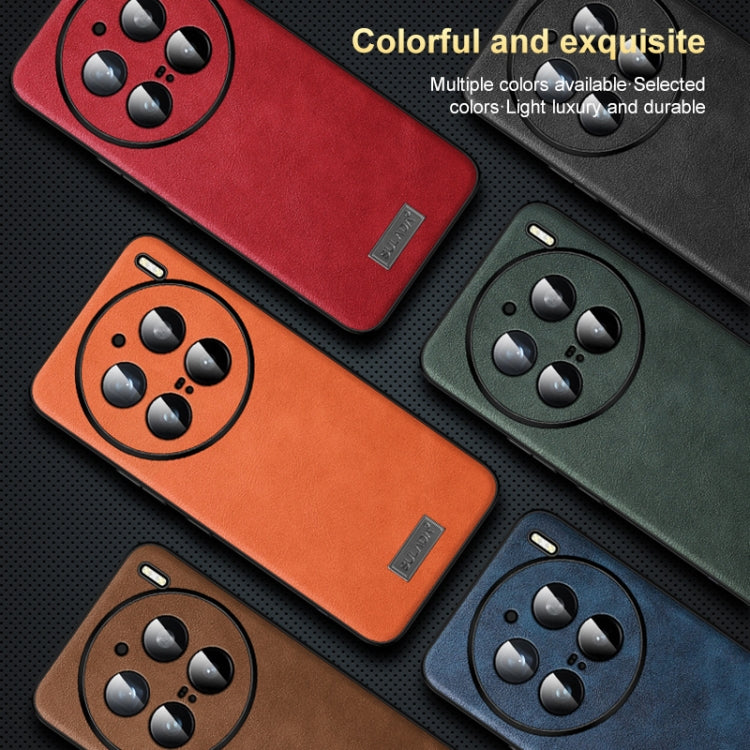 For vivo X100 SULADA Shockproof TPU + Handmade Leather Phone Case(Orange) - vivo Cases by SULADA | Online Shopping UK | buy2fix