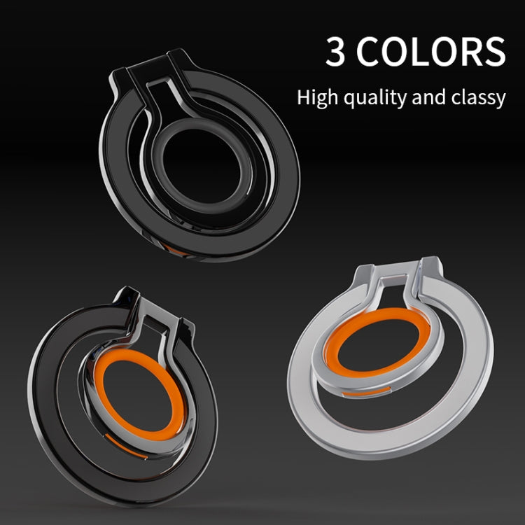 360 Rotations MagSafe Magnetic Finger Ring with Phone Holder(Black + Orange) - Ring Holder by buy2fix | Online Shopping UK | buy2fix