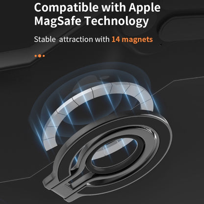 360 Rotations MagSafe Magnetic Finger Ring with Phone Holder(Black + Orange) - Ring Holder by buy2fix | Online Shopping UK | buy2fix