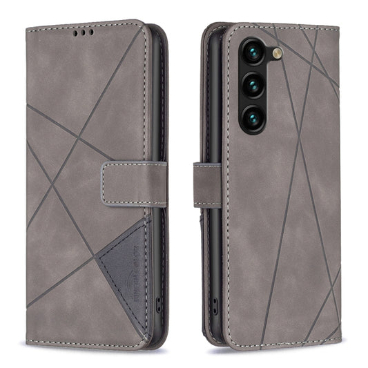 For Samsung Galaxy S25+ 5G Magnetic Buckle Rhombus Texture Leather Phone Case(Grey) - Galaxy S25+ 5G Cases by buy2fix | Online Shopping UK | buy2fix