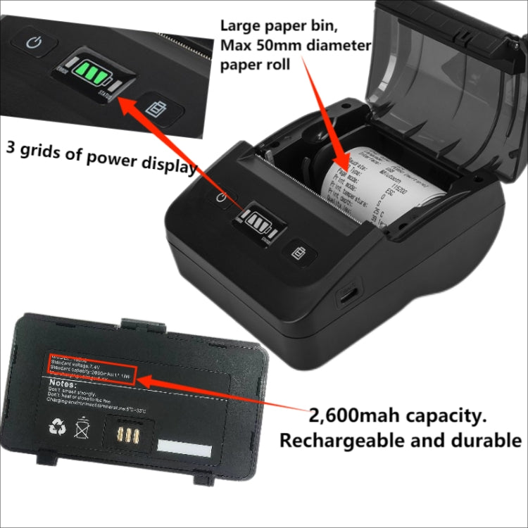 BT-802 80mm USB-C/Type-C + Bluetooth Portable Thermal Printer(US Plug) - Printer by buy2fix | Online Shopping UK | buy2fix