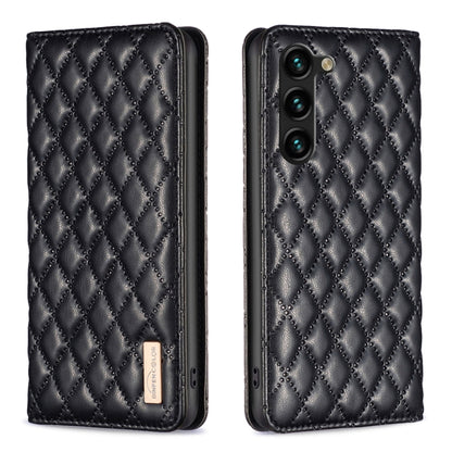 For Samsung Galaxy S25+ 5G Diamond Lattice Magnetic Leather Flip Phone Case(Black) - Galaxy S25+ 5G Cases by buy2fix | Online Shopping UK | buy2fix