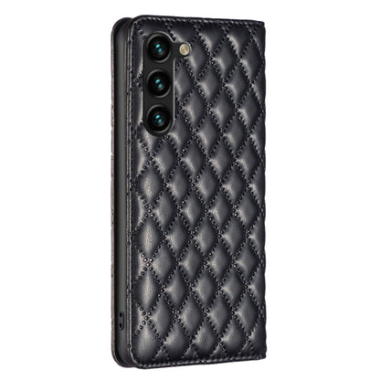 For Samsung Galaxy S25+ 5G Diamond Lattice Magnetic Leather Flip Phone Case(Black) - Galaxy S25+ 5G Cases by buy2fix | Online Shopping UK | buy2fix