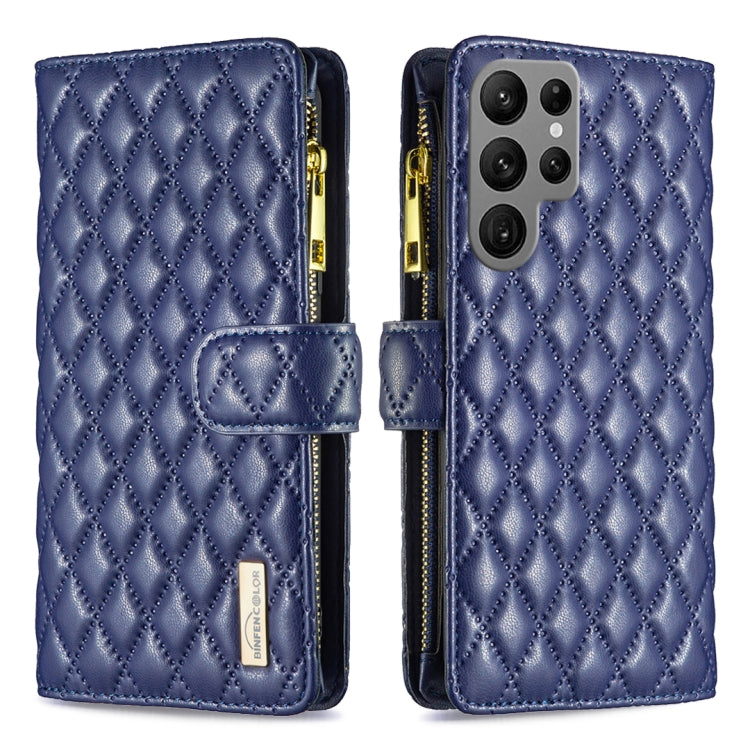 For Samsung Galaxy S25 Ultra 5G Diamond Lattice Zipper Wallet Leather Flip Phone Case(Blue) - Galaxy S25 Ultra 5G Cases by buy2fix | Online Shopping UK | buy2fix