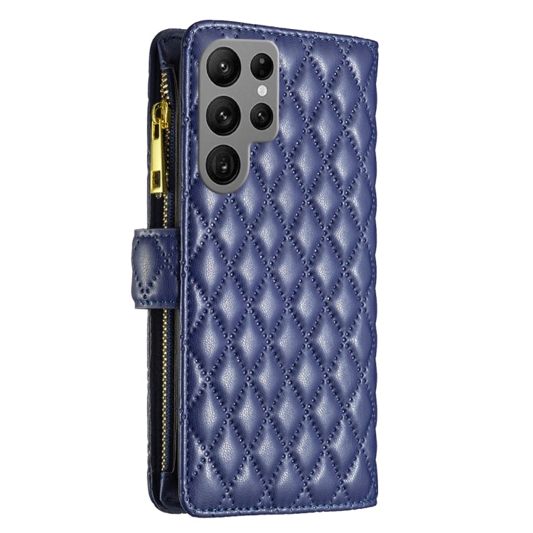 For Samsung Galaxy S25 Ultra 5G Diamond Lattice Zipper Wallet Leather Flip Phone Case(Blue) - Galaxy S25 Ultra 5G Cases by buy2fix | Online Shopping UK | buy2fix