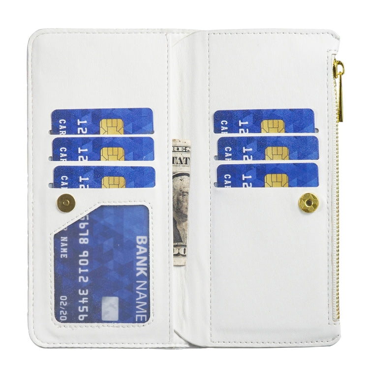 For Samsung Galaxy S25 Ultra 5G Diamond Lattice Zipper Wallet Leather Flip Phone Case(White) - Galaxy S25 Ultra 5G Cases by buy2fix | Online Shopping UK | buy2fix