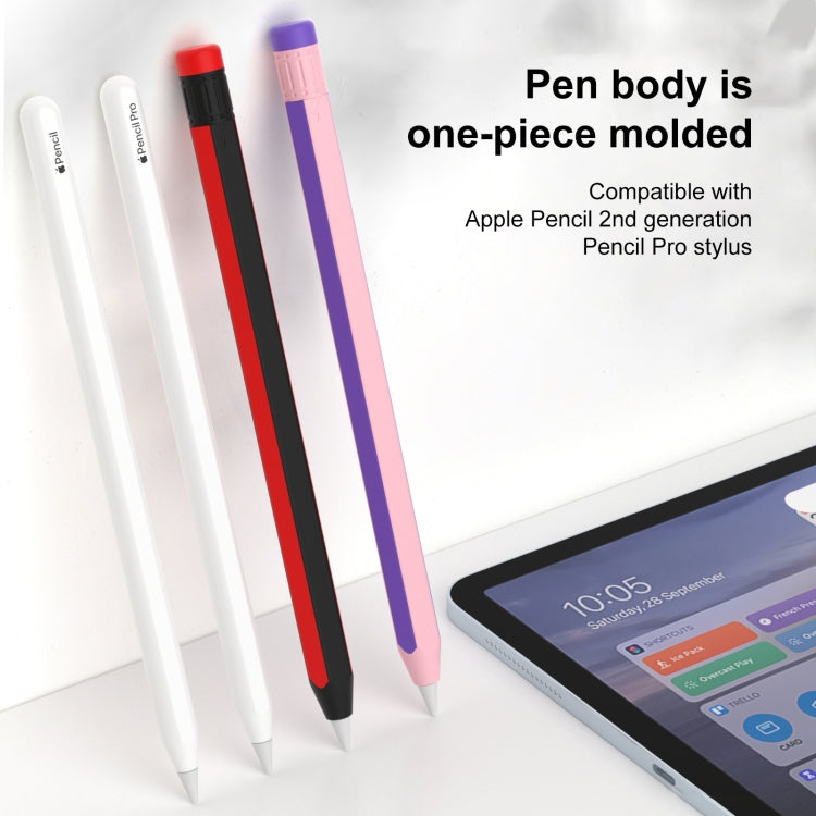 For Apple Pencil 2 / Pencil Pro Colorful Pencil Style Stylus Silicone Protective Case(Black White) - Pencil Accessories by buy2fix | Online Shopping UK | buy2fix