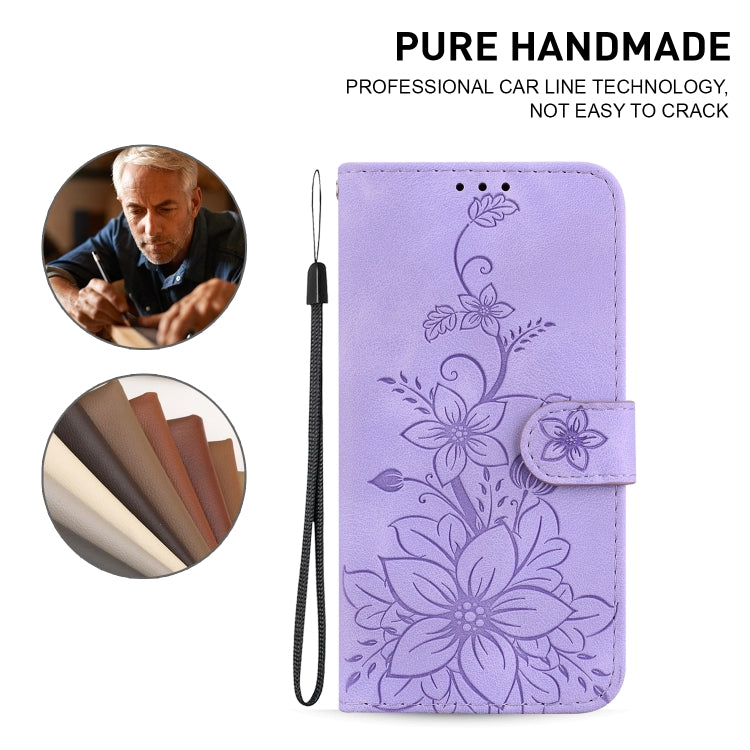 For Xiaomi Redmi K70 / K70 Pro Lily Embossed Leather Phone Case(Purple) - K70 Cases by buy2fix | Online Shopping UK | buy2fix