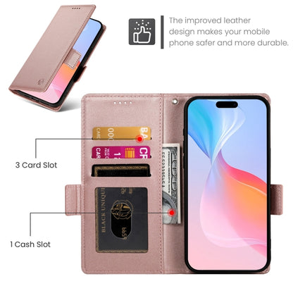 For iPhone 16 Pro Side Buckle Magnetic Frosted Leather Phone Case(Rose Gold) - iPhone 16 Pro Cases by buy2fix | Online Shopping UK | buy2fix