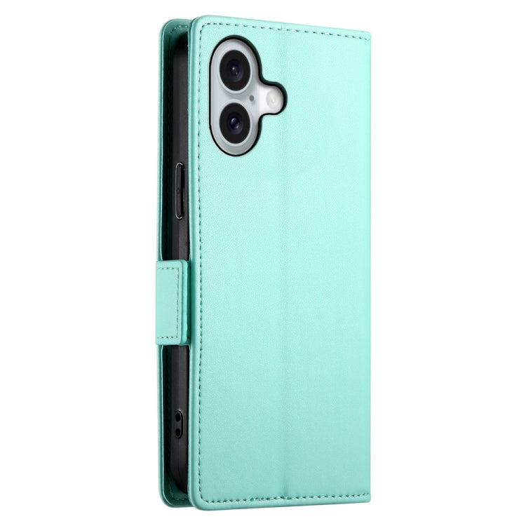 For iPhone 16 Side Buckle Magnetic Frosted Leather Phone Case(Mint Green) - iPhone 16 Cases by buy2fix | Online Shopping UK | buy2fix