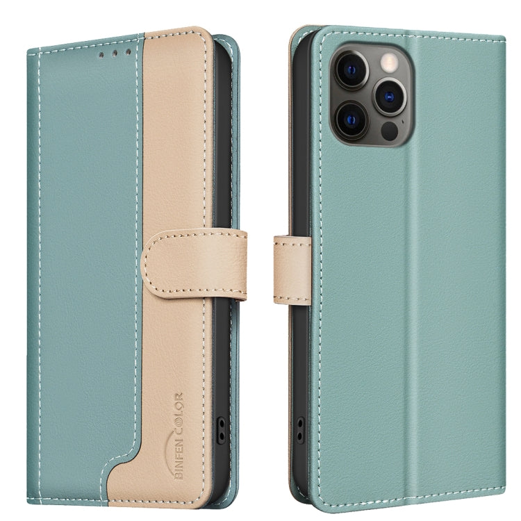 For iPhone 16 Pro Max Color Matching RFID Anti-theft Leather Phone Case(Green) - iPhone 16 Pro Max Cases by buy2fix | Online Shopping UK | buy2fix