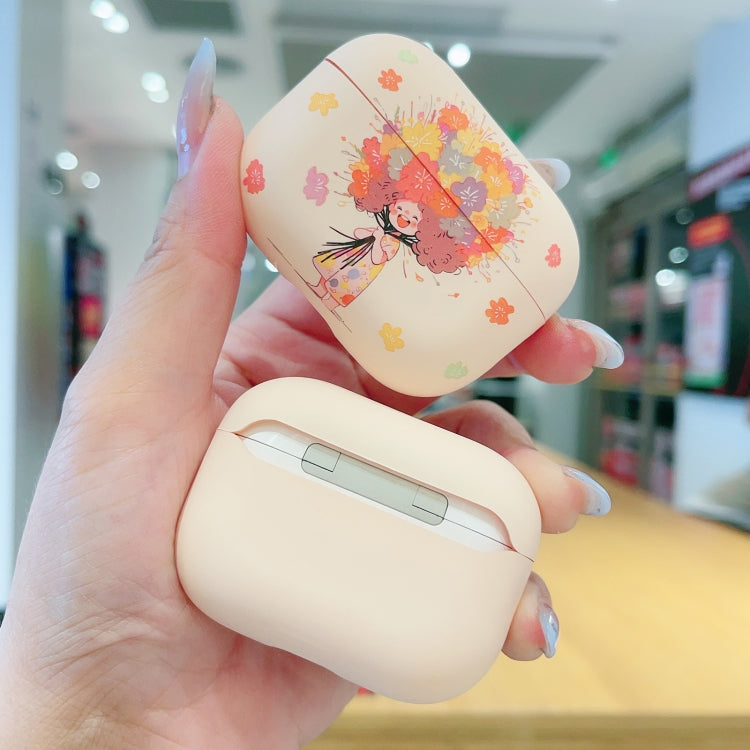 For AirPods Pro Girl Pattern Earbuds Box Frosted TPU Case(Flower) - For AirPods Pro by buy2fix | Online Shopping UK | buy2fix