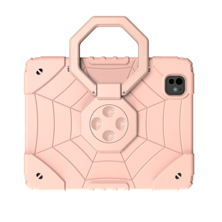 For iPad Pro 11 2024 Spider Turntable Handle Stress Relief Tablet Case(Rose Gold) - iPad Pro 11 2024 Cases by buy2fix | Online Shopping UK | buy2fix