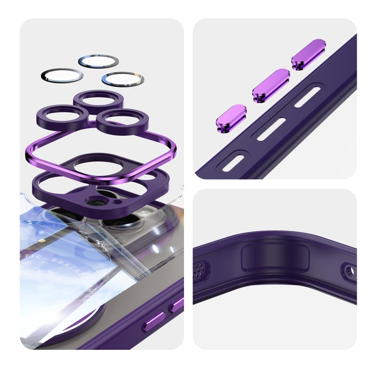 For iPhone 16 Pro 360 Holder Magsafe Acrylic Hybrid TPU Phone Case(Purple) - iPhone 16 Pro Cases by buy2fix | Online Shopping UK | buy2fix