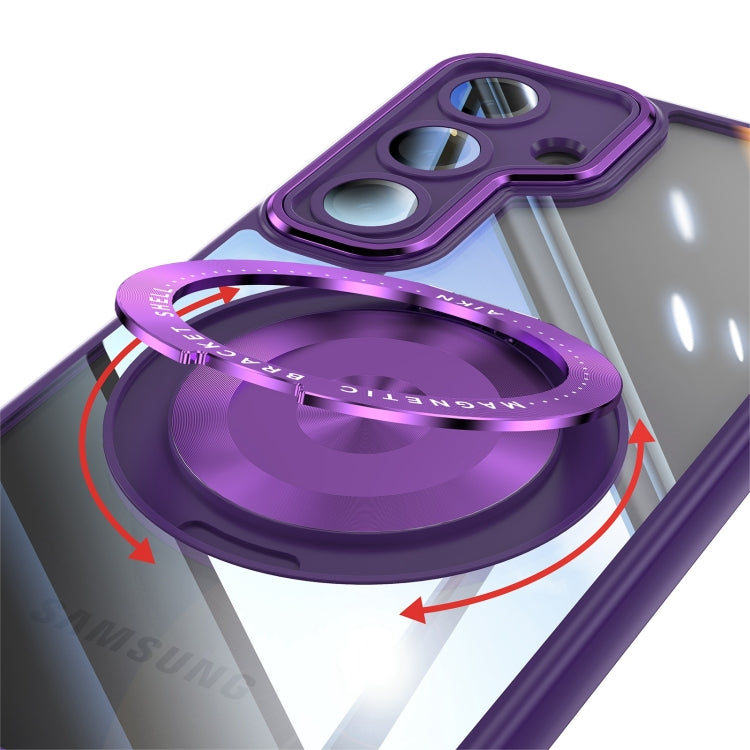 For Samsung Galaxy S25+ 5G 360 Holder MagSafe Acrylic Hybrid TPU Phone Case(Purple) - Galaxy S25+ 5G Cases by buy2fix | Online Shopping UK | buy2fix