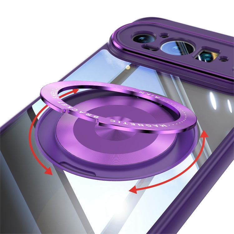 For Google Pixel 9 360 Holder Magsafe Acrylic Hybrid TPU Phone Case(Purple) - Google Cases by buy2fix | Online Shopping UK | buy2fix