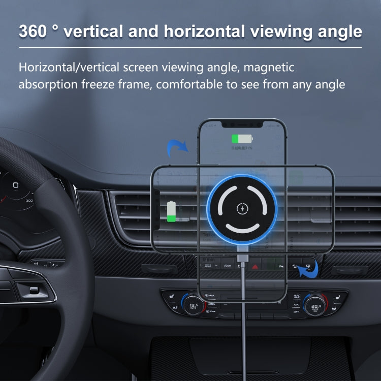 M68 15W Magnetic QI Standard Wireless Charging Car Holder(Dark Grey) - Wireless Charger Holders by buy2fix | Online Shopping UK | buy2fix