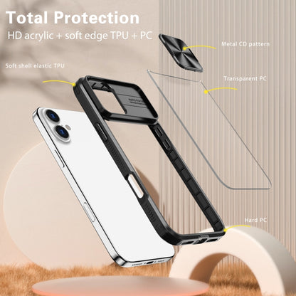 For iPhone 16 Sliding Camshield Acrylic Hybrid TPU Phone Case(Black) - iPhone 16 Cases by buy2fix | Online Shopping UK | buy2fix