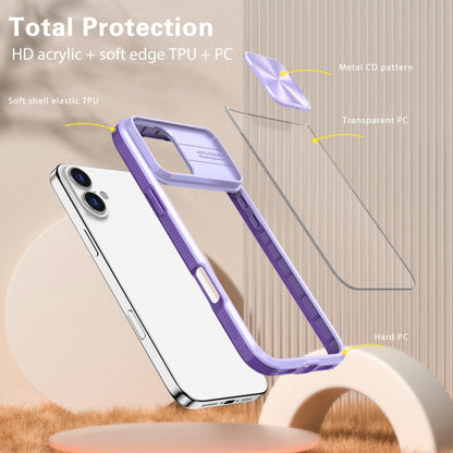 For iPhone 16 Pro Max Sliding Camshield Acrylic Hybrid TPU Phone Case(Purple) - iPhone 16 Pro Max Cases by buy2fix | Online Shopping UK | buy2fix