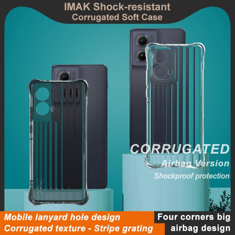 For Motorola Edge 2024 5G IMAK Corrugated Texture Airbag TPU Phone Case(Transparent Black) - Motorola Cases by imak | Online Shopping UK | buy2fix