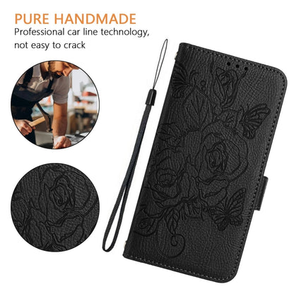 For iPhone SE 2024 Embossed Rose RFID Anti-theft Leather Phone Case(Black) - More iPhone Cases by buy2fix | Online Shopping UK | buy2fix