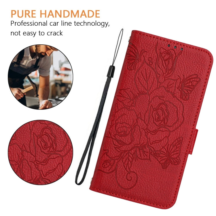 For Samsung Galaxy S25 Ultra 5G Embossed Rose RFID Anti-theft Leather Phone Case(Red) - Galaxy S25 Ultra 5G Cases by buy2fix | Online Shopping UK | buy2fix