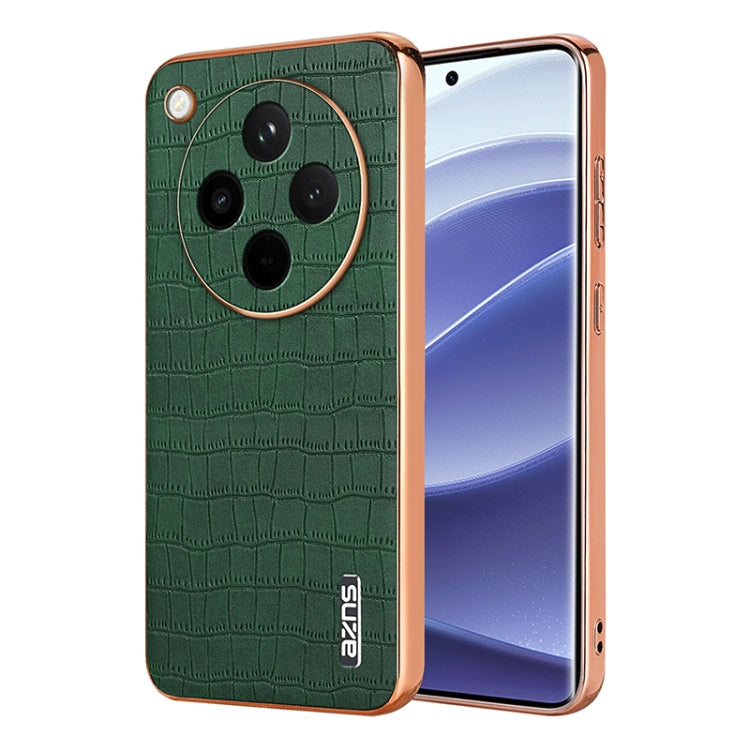 For OPPO Find X8 AZNS Electroplated Frame Crocodile Texture Full Coverage Phone Case(Green) - Find X8 Cases by AZNS | Online Shopping UK | buy2fix