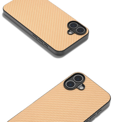 For iPhone 16 Carbon Fiber Texture Protective Phone Case(Gold) - iPhone 16 Cases by buy2fix | Online Shopping UK | buy2fix